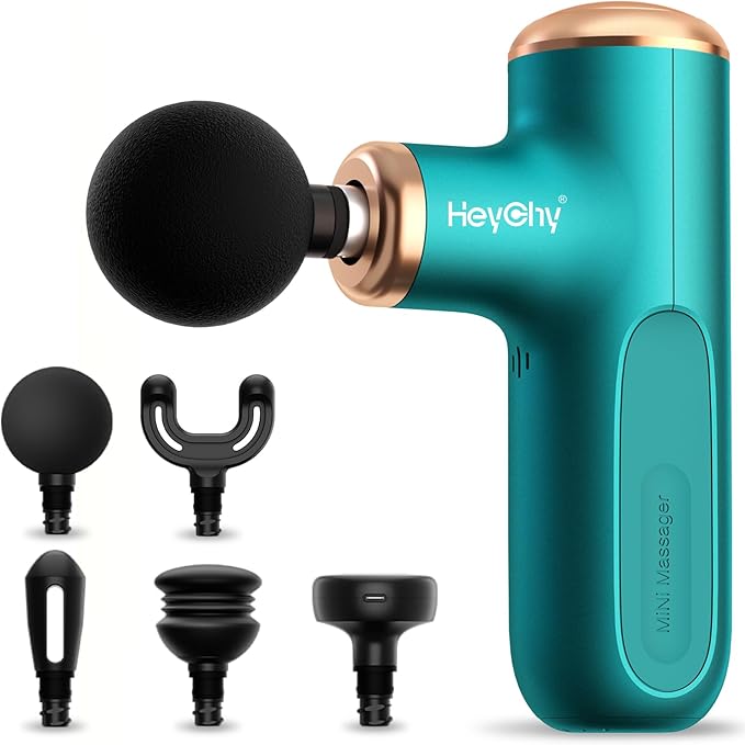 Massage Gun with Heat Function, 5 Adjustable Speed & 5 Massage Head for Deep Tissue Pain Relief, Portable Muscle Massager for Athletes, Compact Percussion Gun - Bloomnest