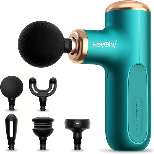 Massage Gun with Heat Function, 5 Adjustable Speed & 5 Massage Head for Deep Tissue Pain Relief, Portable Muscle Massager for Athletes, Compact Percussion Gun - Bloomnest