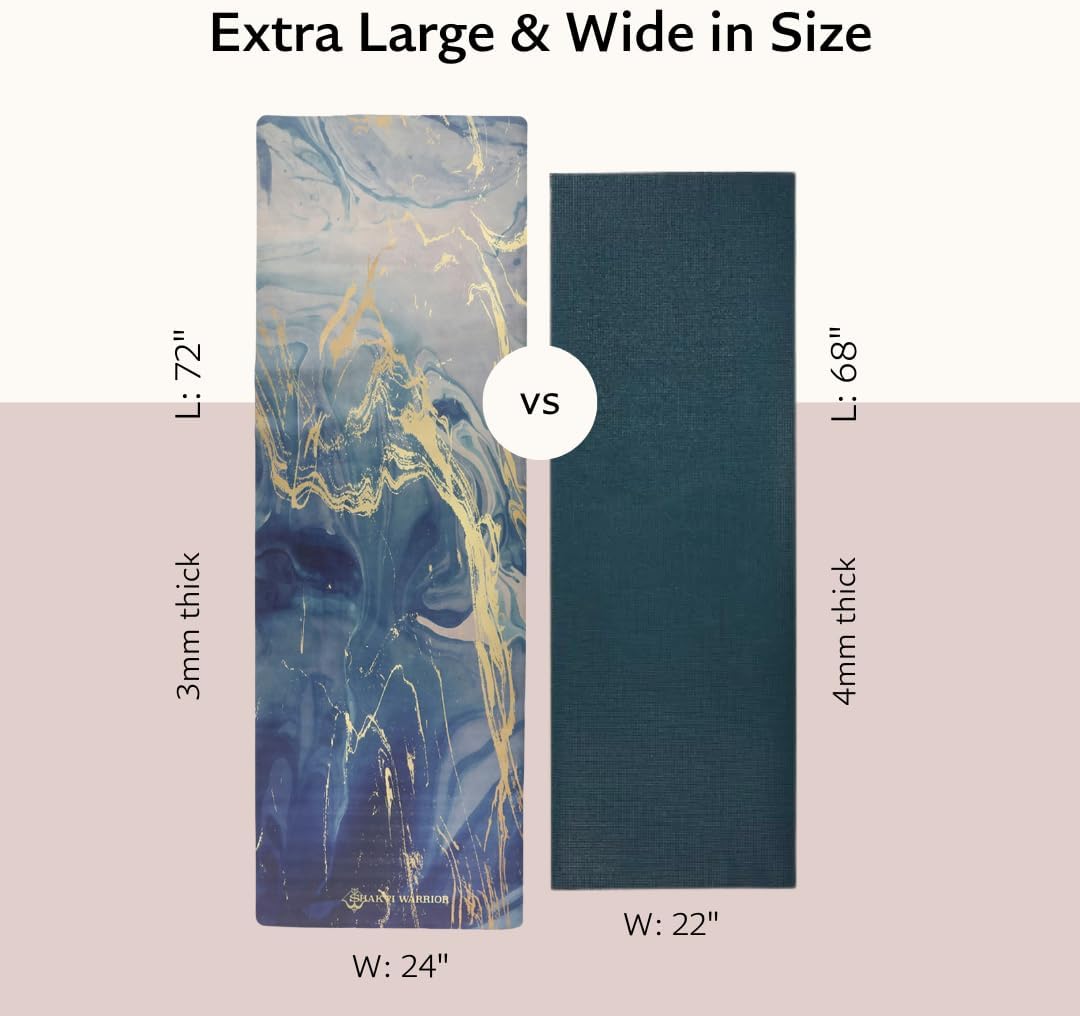 Shakti Warrior Suede yoga mat - Premium Printed Natural Eco-friendly Non-Slip Mat Great for Hot Yoga, Pilates, Workouts (72 inch x 24 inch x 3mm thick)
