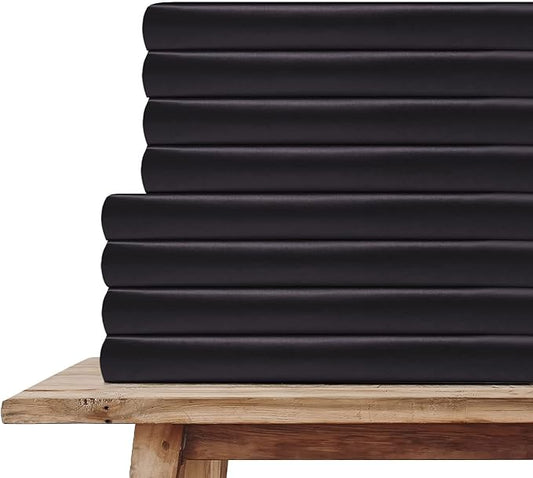 MR&HM Satin Pillowcase for Hair and Skin, Silk Satin Pillowcase 8 Pack, Queen Size Pillow Cases Set of 8, Silky Pillow Cover with Envelope Closure (20x30, Black) - Bloomnest
