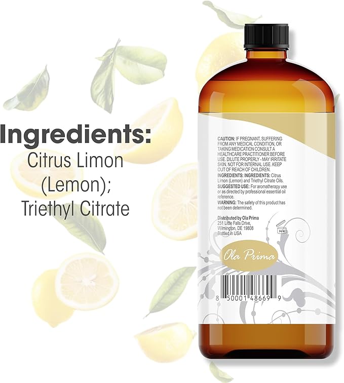Ola Prima Oils Lemon Essential Oil 16oz Bulk, Essential Oil for Aromatherapy, Diffusers, Candle Making, and Household Cleaning - Bloomnest