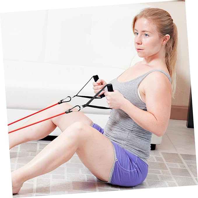 Garneck 4pcs Resistance Band Handles Plastic D Ring Exercise Strap Foam Handle Band Fitness Equipment for Home Gym Overhead Strength Training Stretching Black - Bloomnest