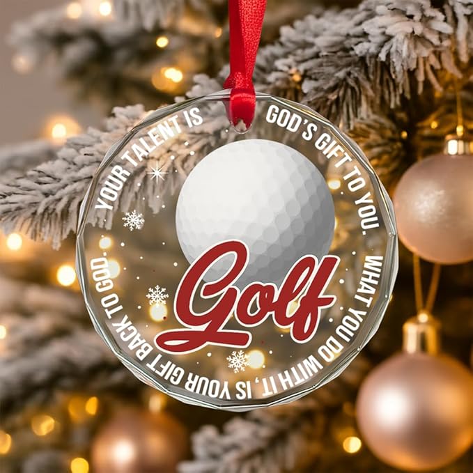 Golf Glass Ornament – Handcrafted Hanging Decoration, Elegant Keepsake with Unique Golf Design, for Home, Holiday Tree, or Special Occasion - Bloomnest