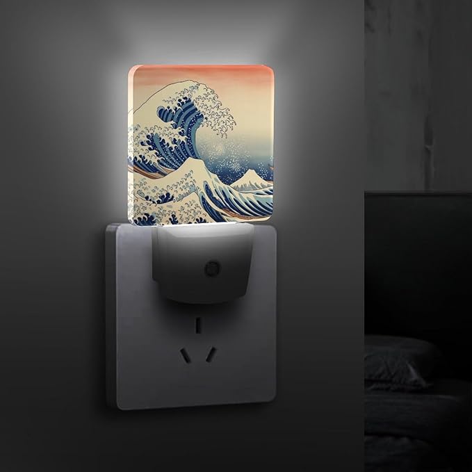 Ocean Waves Night Light, Plug into Wall Decor Nightlights for Bedroom, Bathroom, Hallway, Kitchen, with Dusk to Dawn Light Auto Sensors LED Night Lights for Boys Girls Women Men Room Gifts - Bloomnest