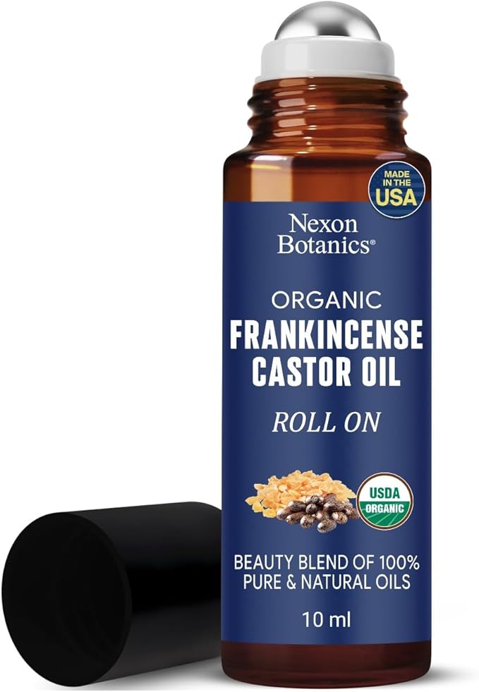 Organic Castor Oil and Frankincense Eye Roller 10 ml - Under Eye Puffiness & Fine Line Moisturizer - Lightweight Roll On - Nexon Botanics - Bloomnest