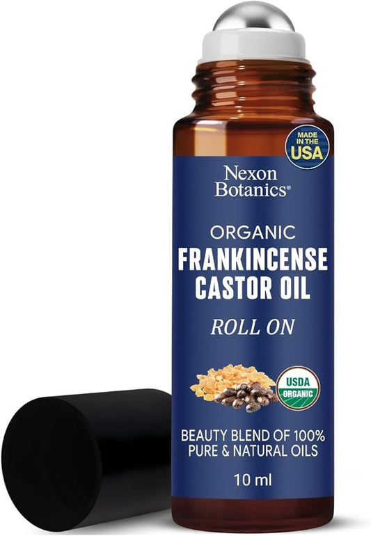 Organic Castor Oil and Frankincense Eye Roller 10 ml - Under Eye Puffiness & Fine Line Moisturizer - Lightweight Roll On - Nexon Botanics - Bloomnest