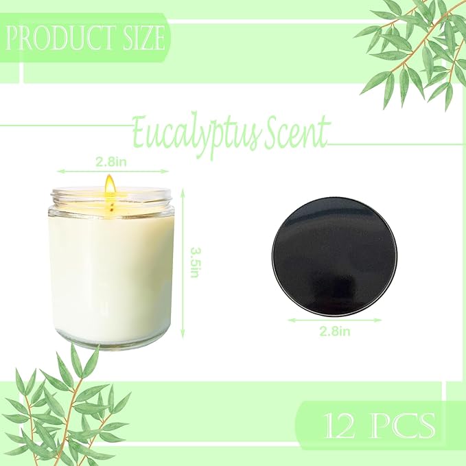 12 Pcs 8 Oz Bulk White Soy Candles,Eucalyptus Scented Candles Set,Bulk Aromatherapy Candle,Great Stress Relieving Scented Candle for Girls as a Gift for Birthdays, Weddings and More! - Bloomnest