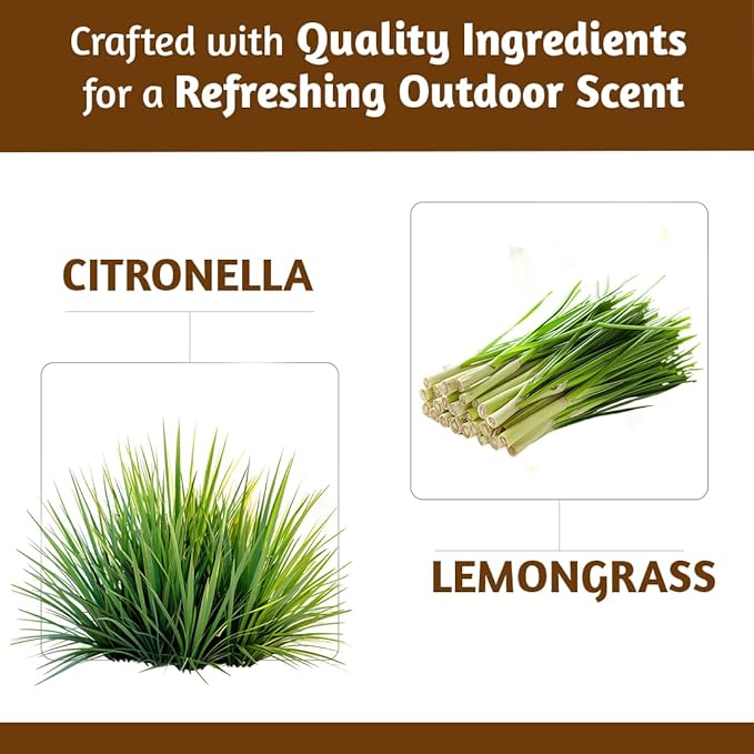 Folkulture Citronella Incense Sticks | Pack of 120 Long 12” Citronella & Lemongrass Incense Sticks | Slow Burn, Non Toxic, Organic |for Patios, Gardens, Camping, BBQs & Outdoor Gatherings - Bloomnest