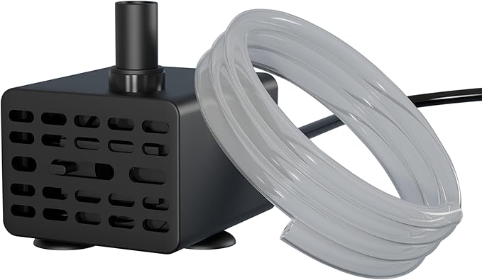 alizzy 50GPH Submersible Water Pump(180L/H, 3w) with USB Plug, Ultra Quiet Water Fountain Pump with 2.6ft. High Lift and 5ft. wire for Aquarium, Fish Tank, Water Feature, Pet Fountain and Hydroponics - Bloomnest