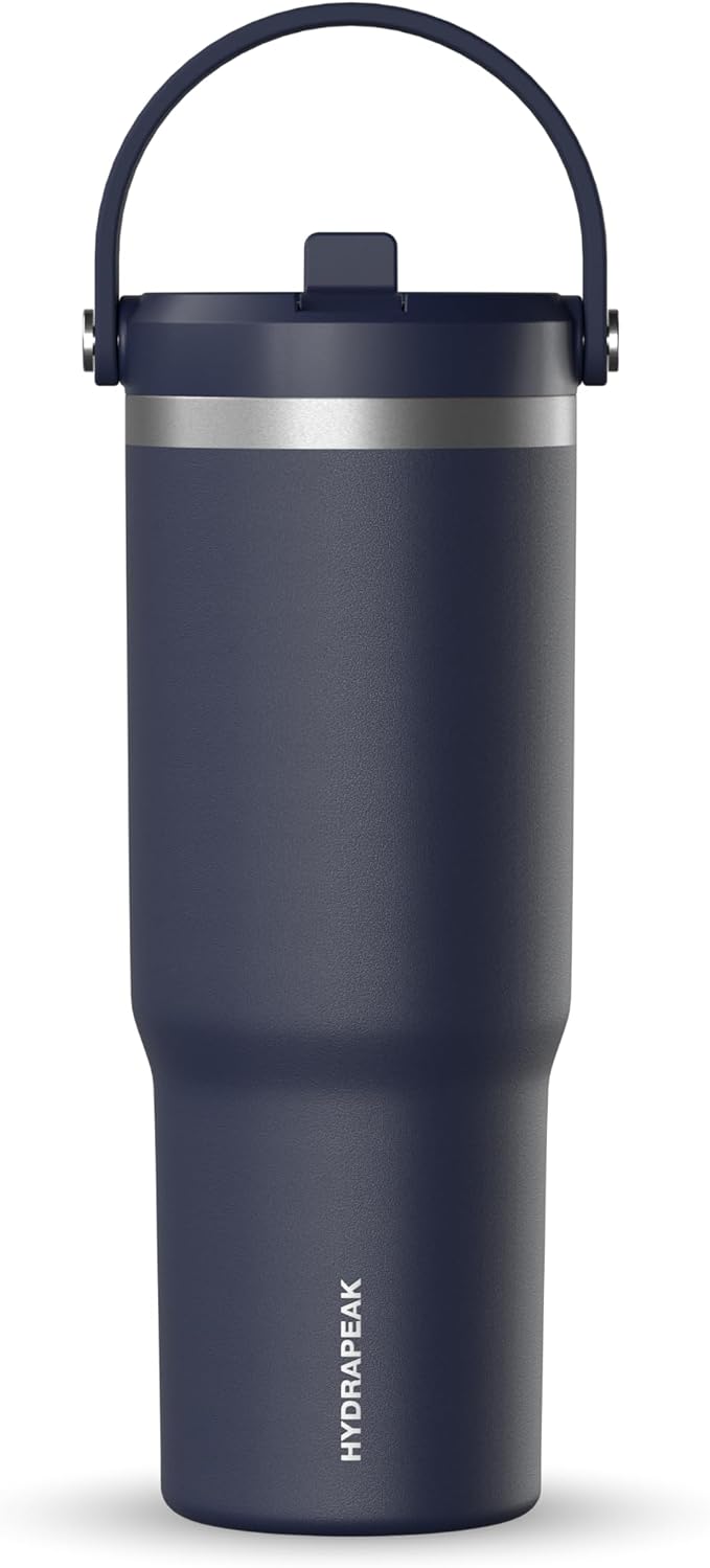 Hydrapeak Nomad 32 oz Tumbler with Handle and Straw Lid, Leakproof, Double Insulated, 32oz Cup, Stainless Steel | Navy - Bloomnest
