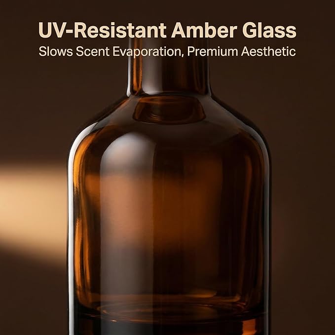 2 Pcs 50ml 1.7oz Glass Aromatherapy Diffuser Bottles Diffuser Jars Essential Oils Jar Containers Flower Bud Vases DIY Replacement Aromatherapy Diffuser Crafts Fragrance Accessories(Amber) Bloomnest