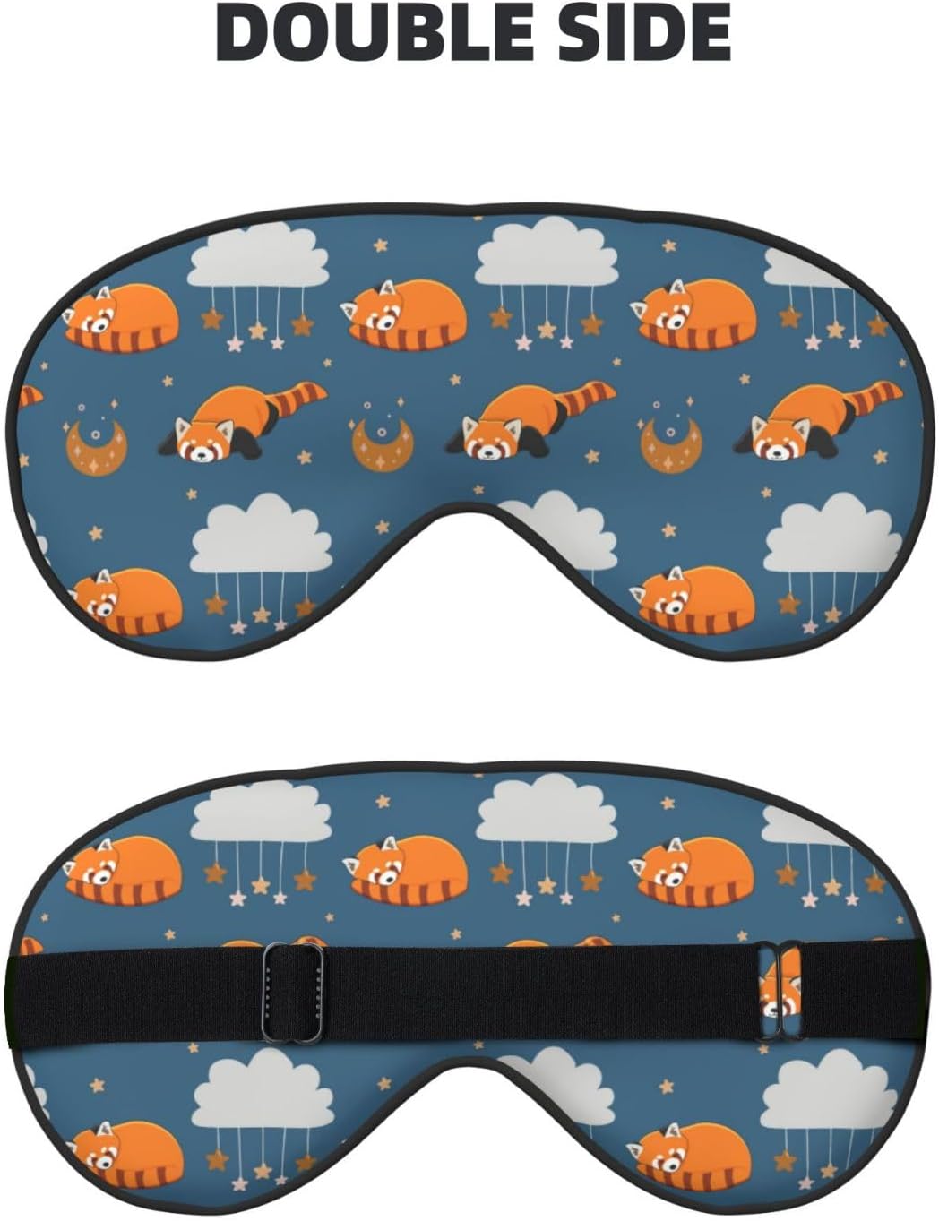 Sleep Eye Mask Red Panda Moon Cloud Star Sleep Mask for Women Men Comfortable Eye Mask with Adjustable Strap Soft Eye Cover Blindfold for Travel Yoga Nap Shift Work