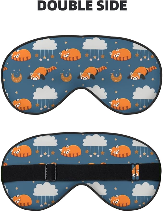 Sleep Eye Mask Red Panda Moon Cloud Star Sleep Mask for Women Men Comfortable Eye Mask with Adjustable Strap Soft Eye Cover Blindfold for Travel Yoga Nap Shift Work - Bloomnest