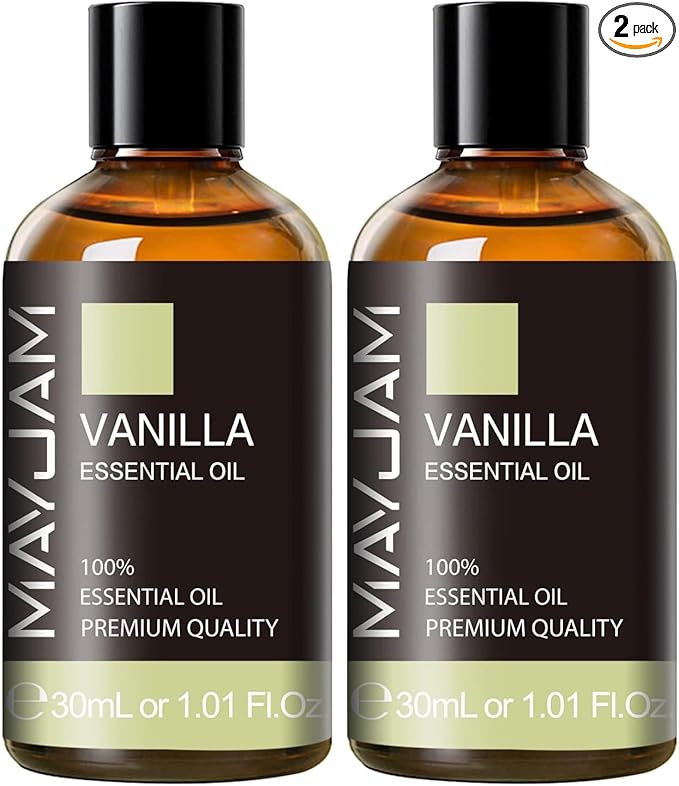 Vanilla Essential Oil 30ml/1.01fl.oz, MAYJAM Premium Vanilla Oils for Aromatherapy, Diffuser, Soap Making, Candle Making, Long Lasting Scents (Pack of 2) - Bloomnest