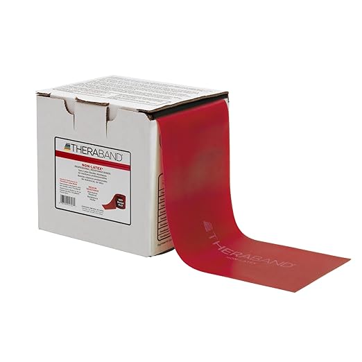 THERABAND Resistance Band, Red, Medium, 50-Yard Roll, Latex-Free, Elastic Band for Exercise, Physical Therapy, Yoga, Pilates, Stretching, Home Workouts, Cut-to-Length, Color-Coded Levels - Bloomnest