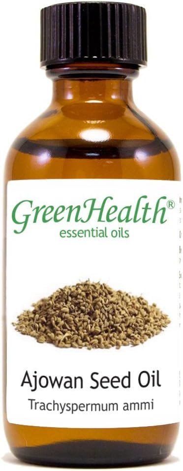 Ajowan Seed Essential Oil – 2 fl oz (59 ml) Glass Bottle w/Cap – 100% Pure Essential Oil – GreenHealth Greenals