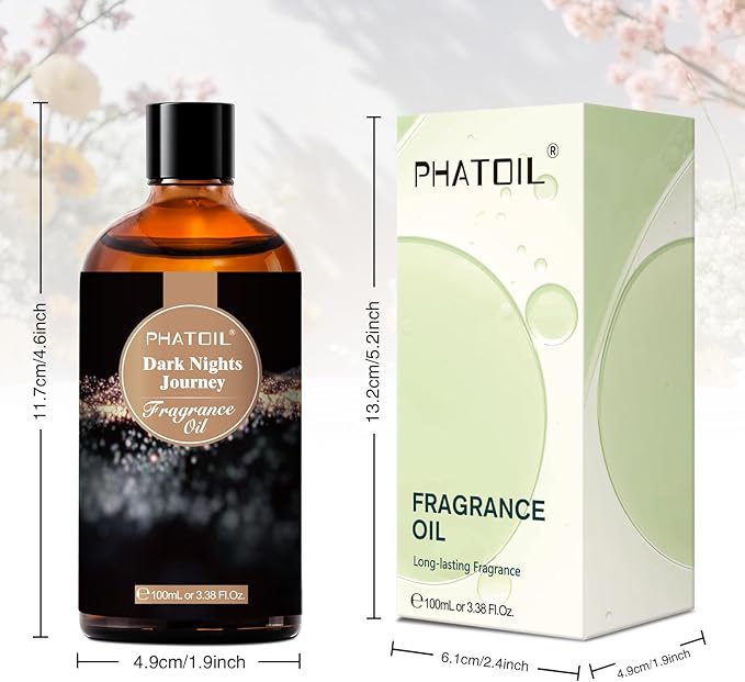PHATOIL Dark Nights Journey Fragrance Oils for Aromatherapy, 3.38FL.OZ Diffuser Oils for Home, Perfect for Aromatherapy, Humidifiers, Yoga, DIY Candle and Soap Making - 100ml - Bloomnest