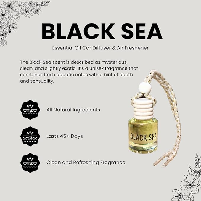 Black Sea Scent Hanging Car Air Freshener – Long Lasting Essential Oil Diffuser for Car, Closet, Bathroom – 2-Pack Natural Scent Deodorizer - Bloomnest