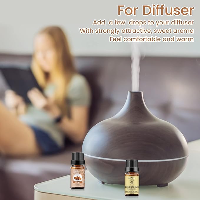 yethious Frankincense and Myrrh Oil Frankincense Essential Oil Myrrh Oils for Diffuser & Aromatherapy, Candle, Soap Candle Making - 2PCS 10ML - Bloomnest