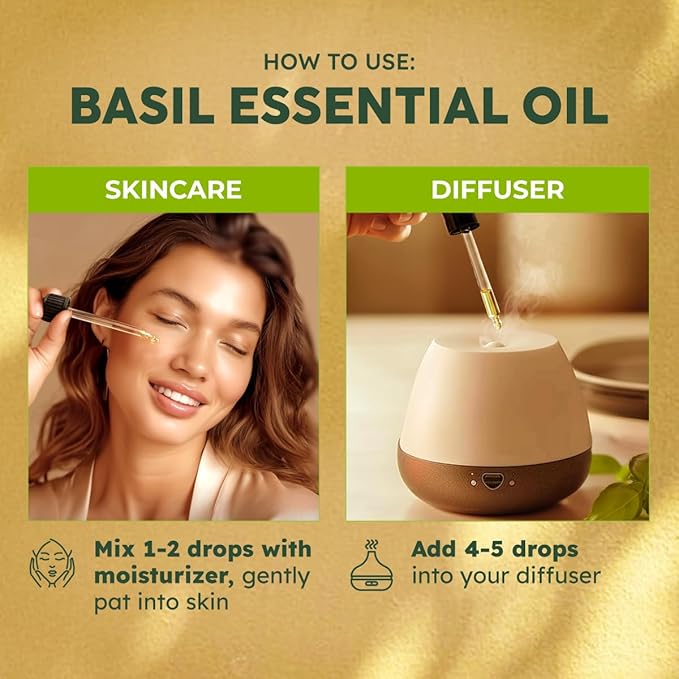 KUKKA Basil Essential Oils - 4 Fl Oz - for Hair, Skin, Diffuser, Aromatherapy & DIY Soap Making Scent - Bloomnest
