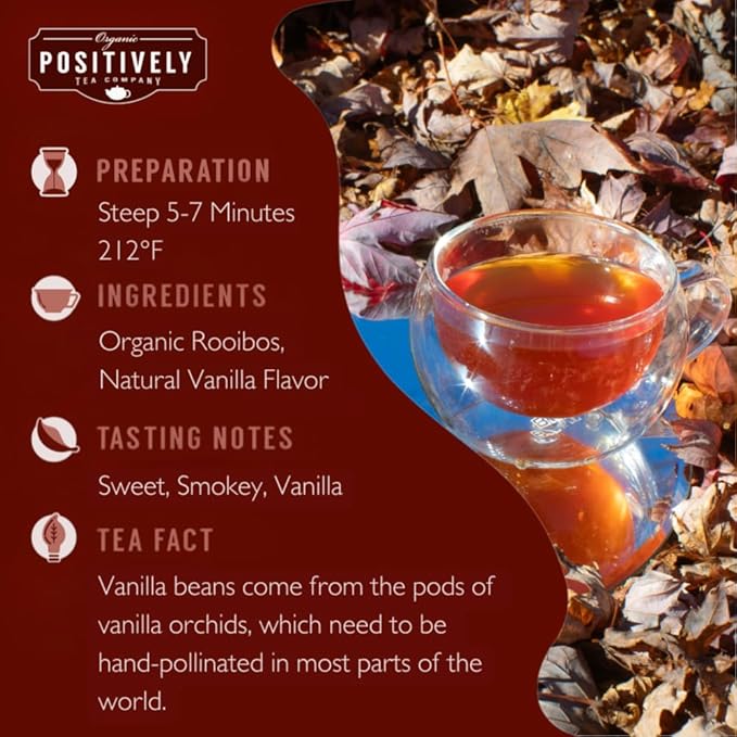 Organic Positively Tea Company, Fireside Vanilla Rooibos Tea, Loose Leaf, 4 Ounce - Bloomnest