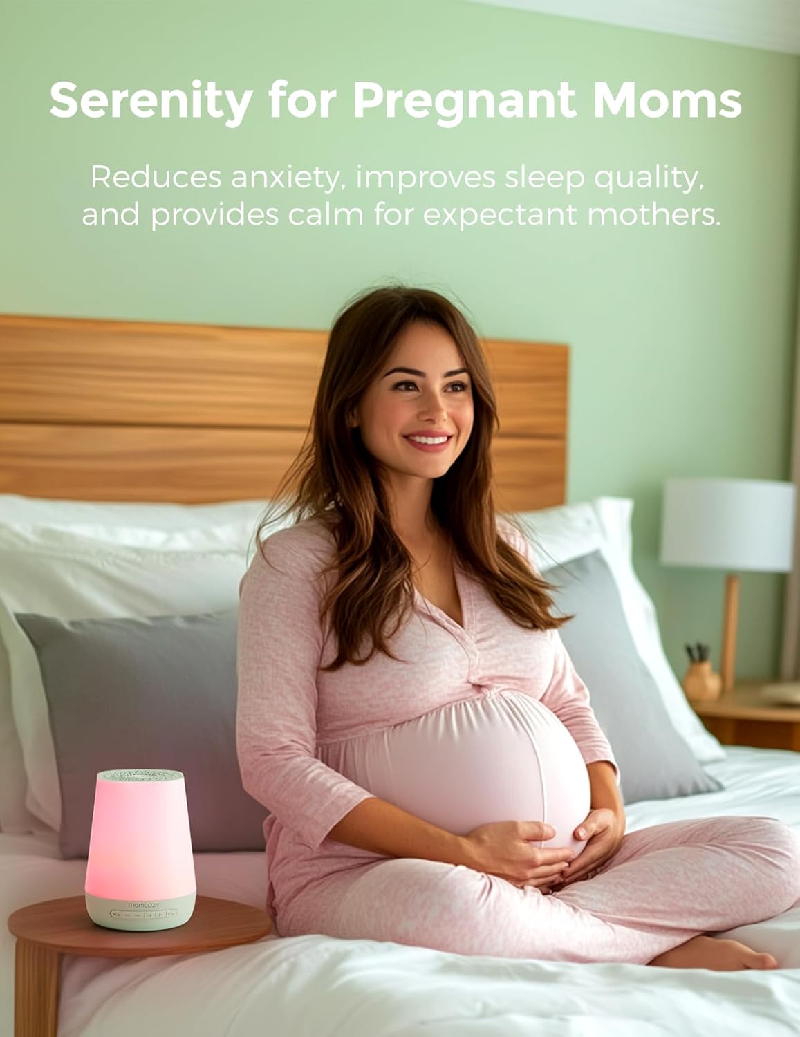 Baby Sound Machine, Momcozy White Noise Machine for Baby Sleeping with Night Light, Toddler Sleep Trainer with 34 Soothing Sounds, Timer, App Remote Control, Personal Sleep Routine(Green)