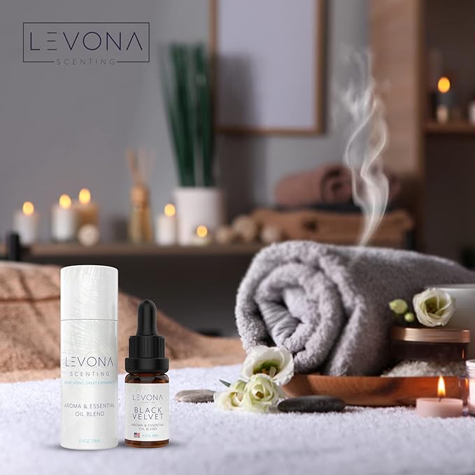 Levona Scents Oil Diffuser Essential Oils: Fragrance Oil for Diffuser - Black Velvette Diffuser Oils Scents - Woody Citrus with Herbal Floral Essential Oil Blends, Oakmoss, White Musk & Sandalwood - Bloomnest