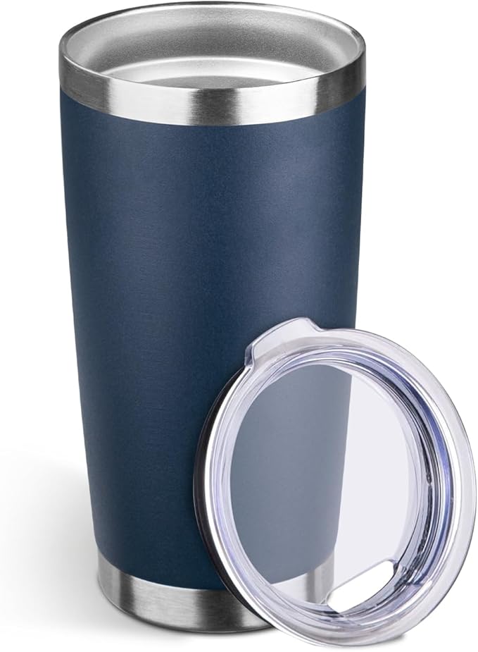 StarSpeed 20oz Tumbler Bulk with Lid, Stainless Steel Insulated Tumblers Double Wall Vacuum Insulated Travel Mug, Powder Coated Coffee Cups for Hot and Cold Drinks(Navy Blue,1) - Bloomnest
