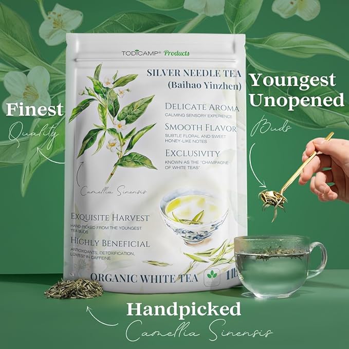 TODICAMP Premium Silver Needle Tea - 1 lb of Premium White Tea Loose Leaf - Bloomnest