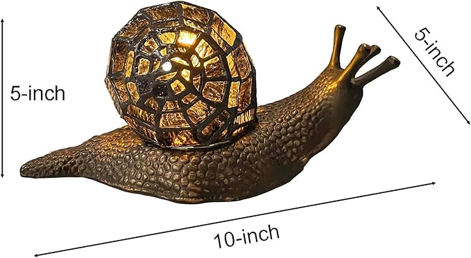 Bieye L10980 Land Snail Tiffany Style Stained Glass Accent Table Lamp for Home Decoration (Amber, 10" D x 5" W x 5" H) - Bloomnest