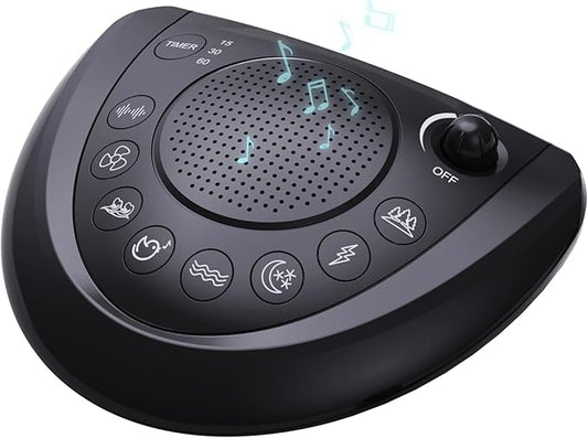 White Noise Machine, Portable Sleep Sound Machine with 24 Soothing Sounds, Timer & Memory Function, Headphone Jack, USB Charging, Powered by AC or Battery for Baby, Kids, Adults, Travel
