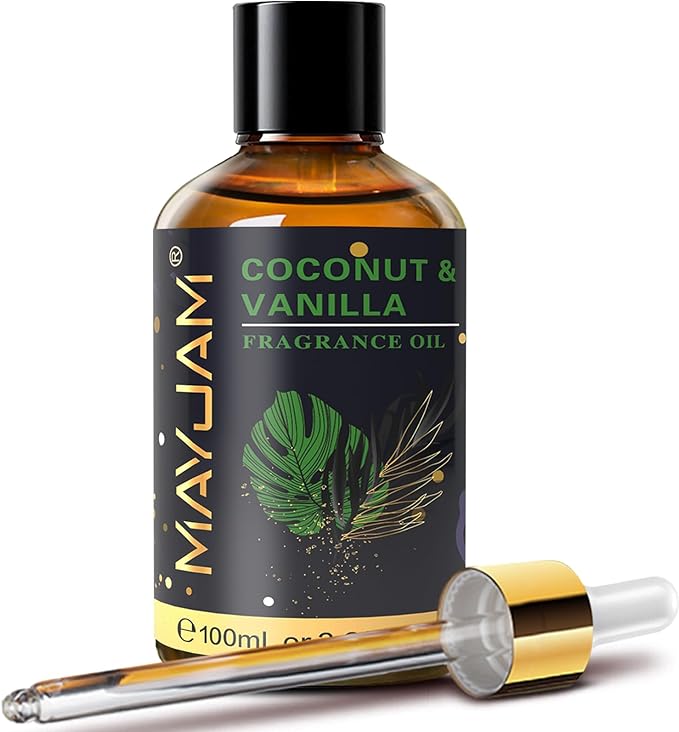 MAYJAM 100ML/3.38FL.OZ Coconut & Vanilla Fragrance Oils with Glass Dropper, Essential Oils for Diffusers for Home, Long Lasting Scented Oils for Diffusers Soap Candle Making - Bloomnest