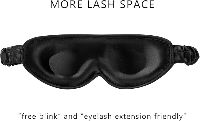 ALASKA BEAR Upgraded Silk Eye Mask with Deep Contour Molded Cups for Beauty Sleep & Lashes Extensions, Zero Pressure Sleeping Eye Cover with Silk-Cover Adjustable Strap - Bloomnest