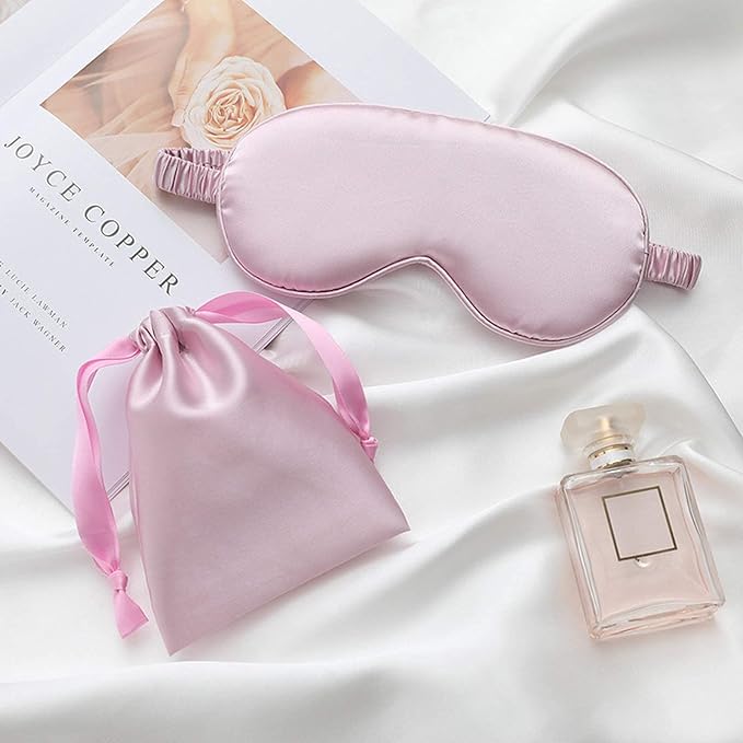 Silk Satin Sleeping Eye Mask, Light Purple Sleep Eye Mask Night Blindfold for Women and Men, Soft Breathable Blackout Eyeshade Eye Cover for Travel, Wedding Bridesmaid Gift - Bloomnest