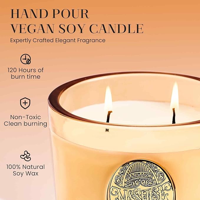 M&SENSE Large Two-Wick Soy Candle | Pumpkin Apple Pie & Orange | 19.8 oz, 120H Burn Time | Luxury Scented Candle for Relaxation, Gifting, Home Décor | Ideal for Bedroom, Office, Party Ambiance - Bloomnest