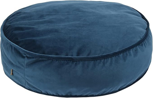 Round Floor Pillow Cover Velvet Throw Seating Pouf Yoga Meditation Cushion Plush Case Reading Room Decor Cover Only (25.6IN, Dark Blue) - Bloomnest