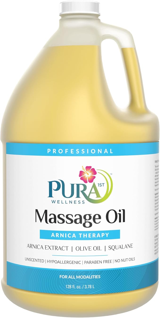 Wellness Professional 128oz Arnica Massage Oil, Arnica Oil for Bruising, Unscented, Deep Tissue Massage, for Therapy, Hypoallergenic, for Physical Therapy, Natural, Skin Moisturizing - Bloomnest