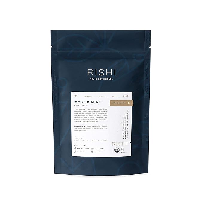 Rishi Tea Mystic Mint Herbal Tea - Organic, Caffeine Free Loose Leaf, Calming Peppermint Blend - 16 Ounces, 55+ Servings - Bloomnest