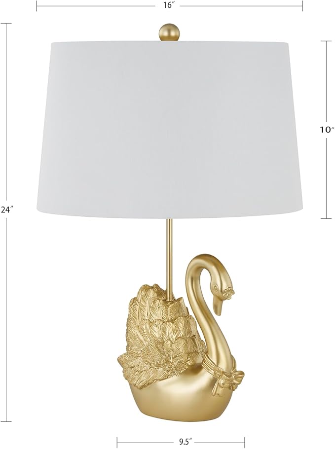 Crestview Collection Bird Table Lamp, 24" Gold Swan Resin Table Lamp with Linen Shade, Modern Animal Lamp for Nightstand,End Table or Entryway, Art Deco Home Decor for Bedroom,Living Room or Hallway - Bloomnest