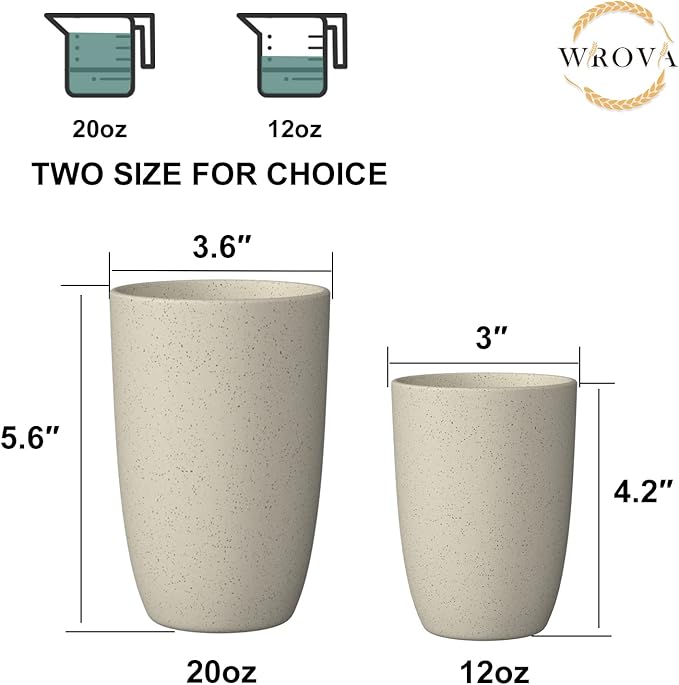 Wheat Straw Cups 8 PCS Good Alternative to Plastic Reusable Cups 20 oz Unbreakable Drinking Cup Reusable Dishwasher Safe Water Plastic Glasses Colorful Series - Bloomnest