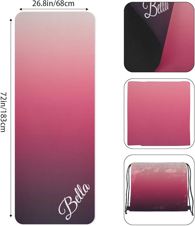 Custom Name Yoga Mat,Personalized Travel Yoga Exercise Mat,Non Slip,Perfect for Kids & Adults,Gradient Color E Series - Bloomnest