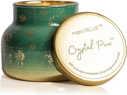 Capri Blue Glimmer Jar Candles - Luxury Holiday Scented Candles for Home - Long Lasting Soy Wax Blend - Scented Holiday & Home Decor - Crystal Pine Signature Petite Jar (8 oz) - Bloomnest