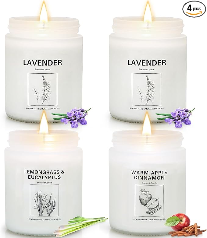 Candles Clearance, 4 Pack Candles for Home Scented, Stress Relief Gifts for Women, 28 oz Lavender Candle Gifts Set for Women Birthday, Valentine's Day, Mother's Day, Anniversary Candle Gift - Bloomnest