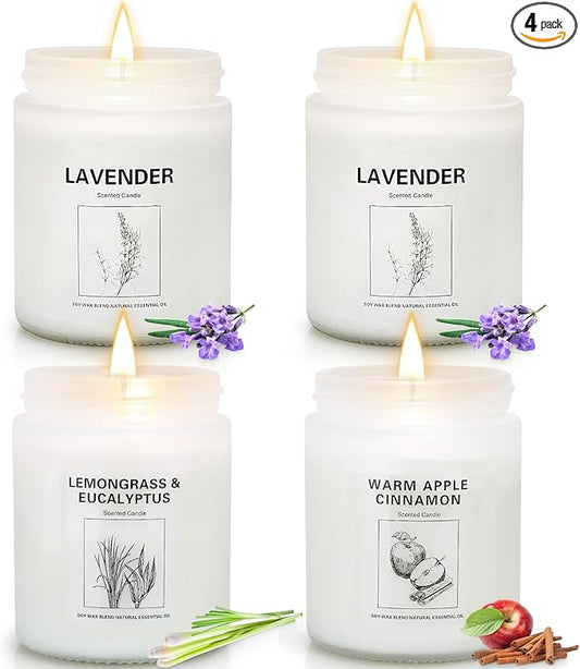 Candles Clearance, 4 Pack Candles for Home Scented, Stress Relief Gifts for Women, 28 oz Lavender Candle Gifts Set for Women Birthday, Valentine's Day, Mother's Day, Anniversary Candle Gift - Bloomnest