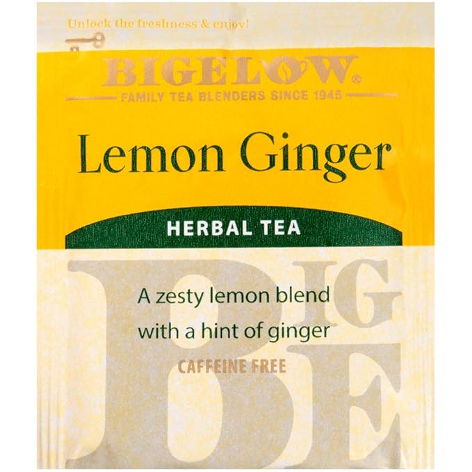 Bigelow Lemon Ginger Herbal Tea Bags 28-Count Box (Pack of 1) Lemon Ginger Tea Bags Herbal Tea All Natural Gluten Free - Bloomnest