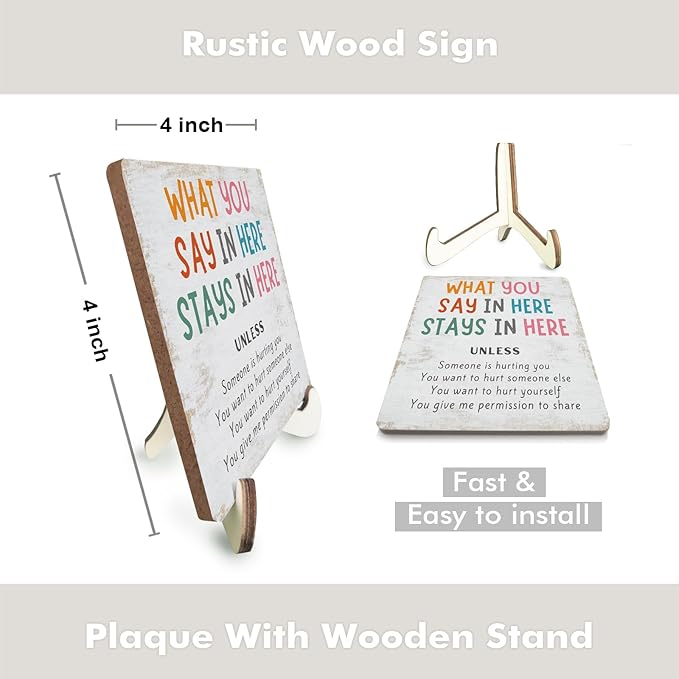 Positive Mental Health Office Decor Rustic Desk Decor Therapy Office School Counselor CBT Therapist Counseling Wood Sign Psychology Decoration for Home Farmhouse Table Shelf Plaque with Wood Stand - Bloomnest