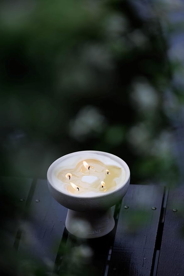 BLUEME Spiritual-Palo Santo & Vetiver, 5 Wick, Refillable Wellness Candle, Contains Essential Oil, Sustainable, Hand Finished, Hand Poured, Premium, Luxury Ceramic, Natural Cotton Wick, Soy-Wax Blend - Bloomnest