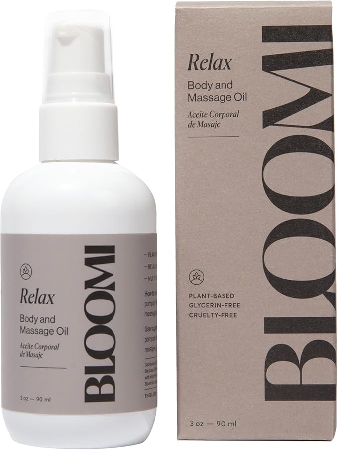 Bloomi Relax Body & Massage Oil, 3oz - Calming Lavender Oil for Relaxation, Stress Relief, Skin Hydration & Moisturizing Therapy, Ideal for Self Care (1) - Bloomnest