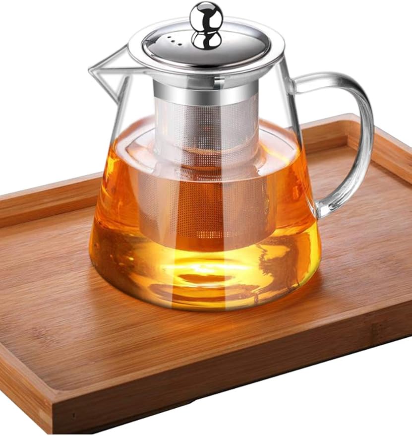 Glass Teapot with Infuser Tea Pot 32oz/43oz Tea Kettle Stovetop Safe Blooming and Loose Leaf Tea Maker Set (43oz/ 1300ml) - Bloomnest
