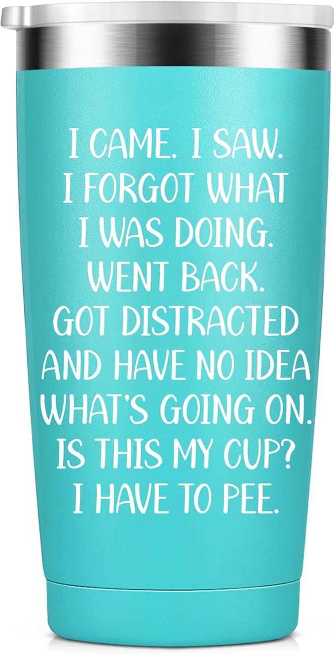 Fun Birthday Gifts for Women - I Came I Saw Coffee Mug Drinking Cups for Elderly Senior Citizen - 40, 50, 60, 70 Year Old Gag Gift for Female Her, 20oz Stainless Steel Insulated Tumbler - Bloomnest